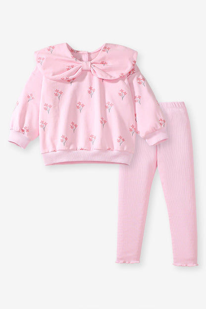 Floral Print Bow Top and Leggings Set (Kids)