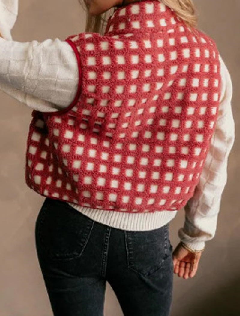 Checkered Pattern Knit Vest