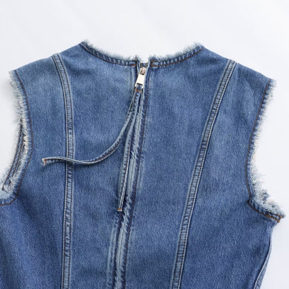 Frayed-Edge Denim Mini Dress