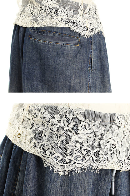 Lace Trim Drawstring Shorts