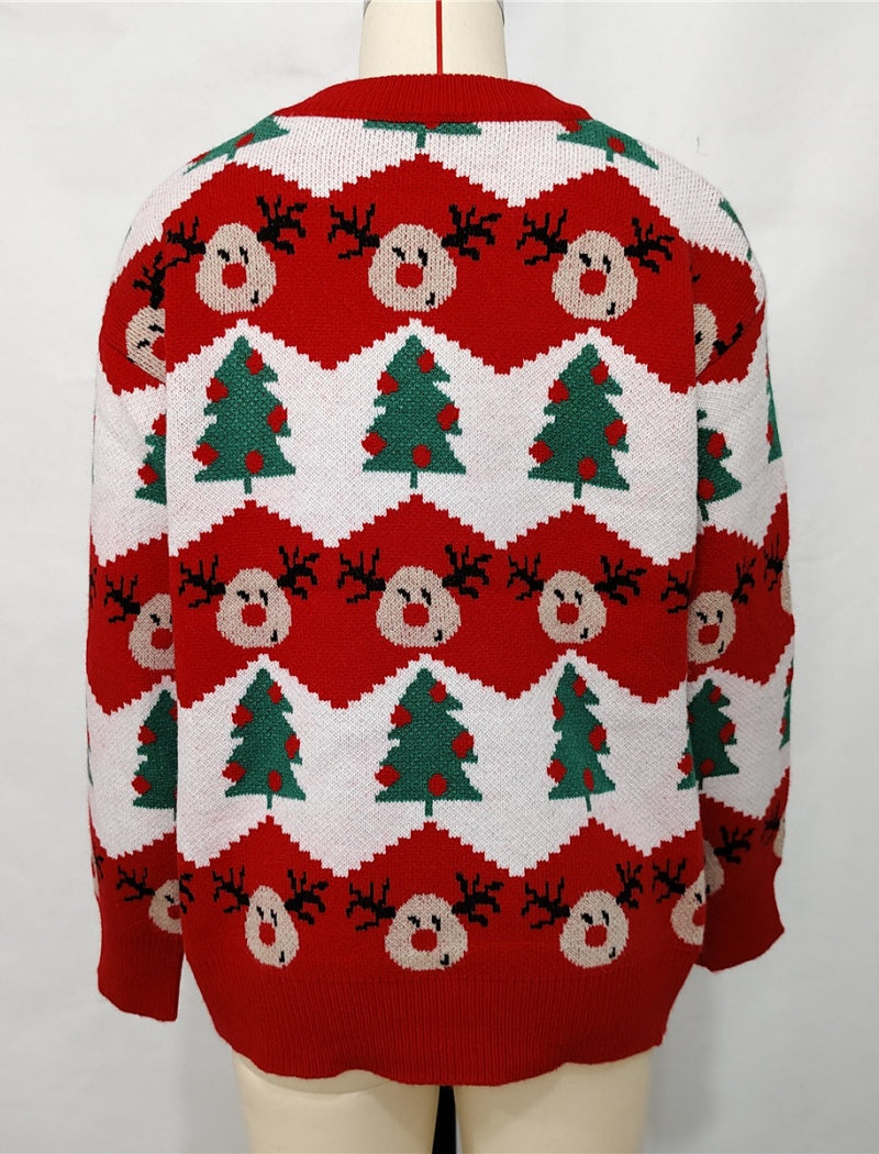 Festive Reindeer and Tree Knit Sweater