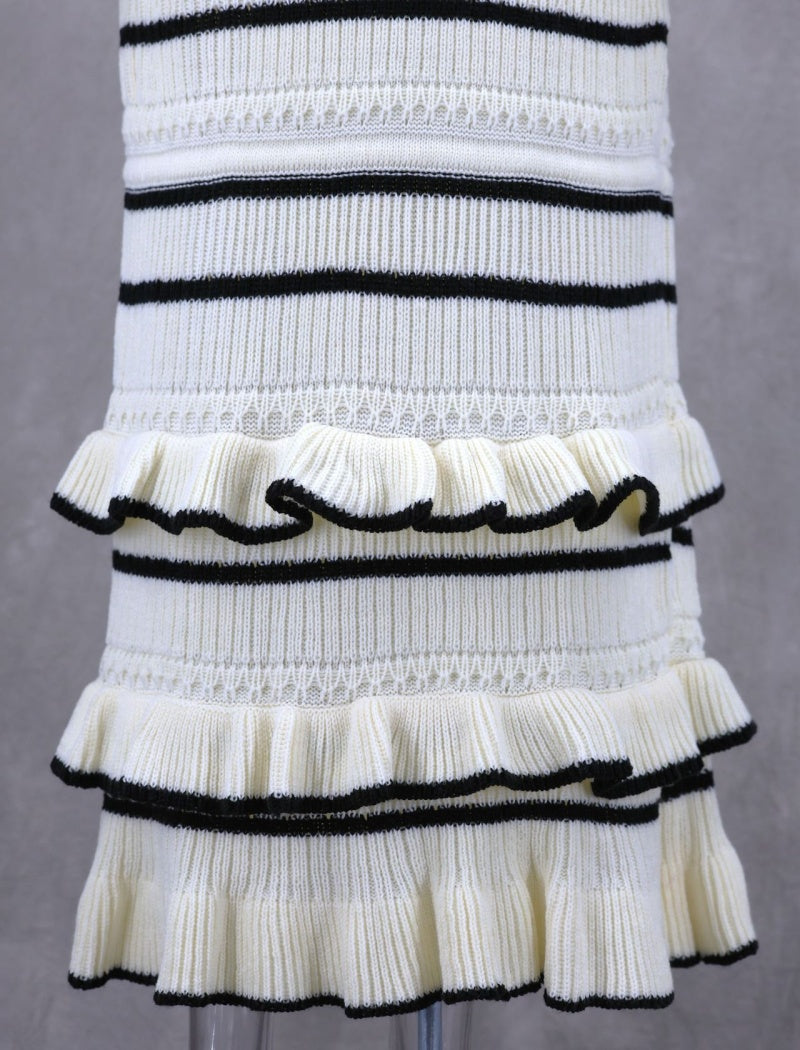 Striped Knit Dress with Ruffled Hem