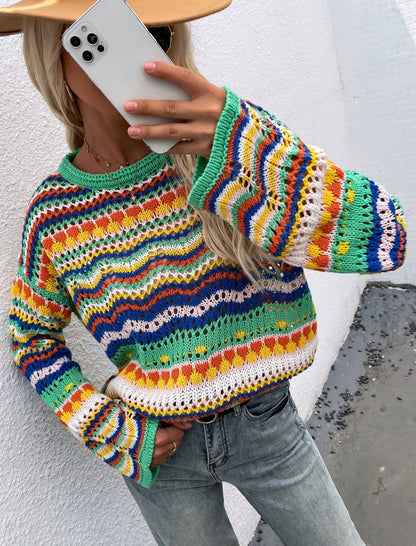 Vibrant Multicolor Striped Sweater