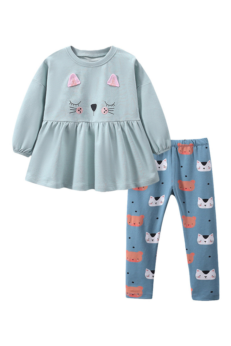 Kitty Face Top and Leggings Set (Kids)