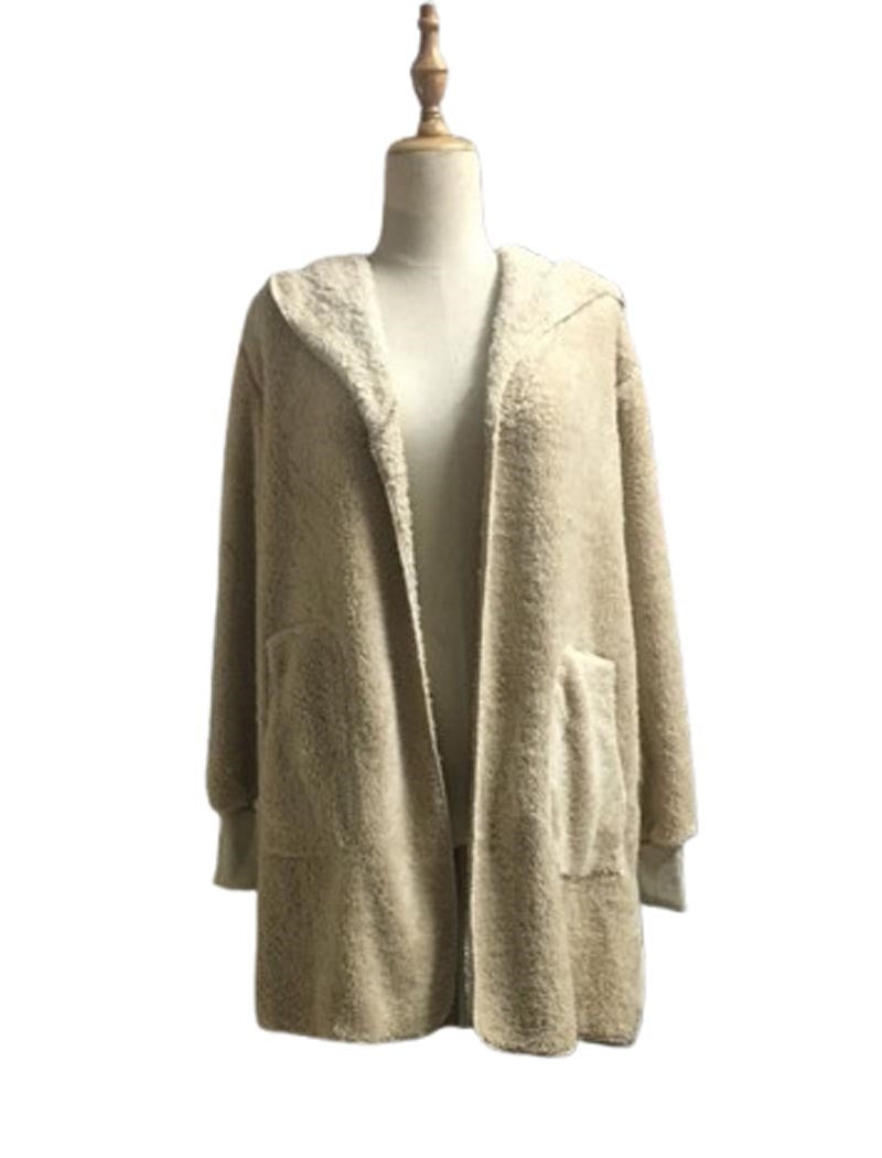 Oversized Faux Fur Open-Front Cardigan