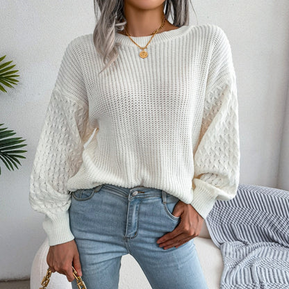 Textured Knit Top with Balloon Sleeves