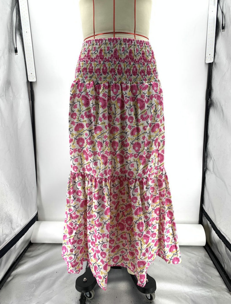 Floral Print Elastic Waist Maxi Skirt