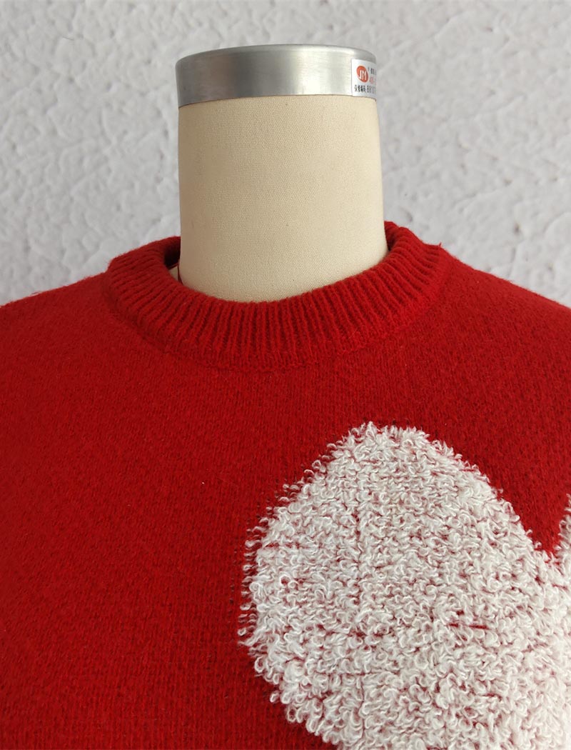 Heart Motif Sweater with Bow Detail