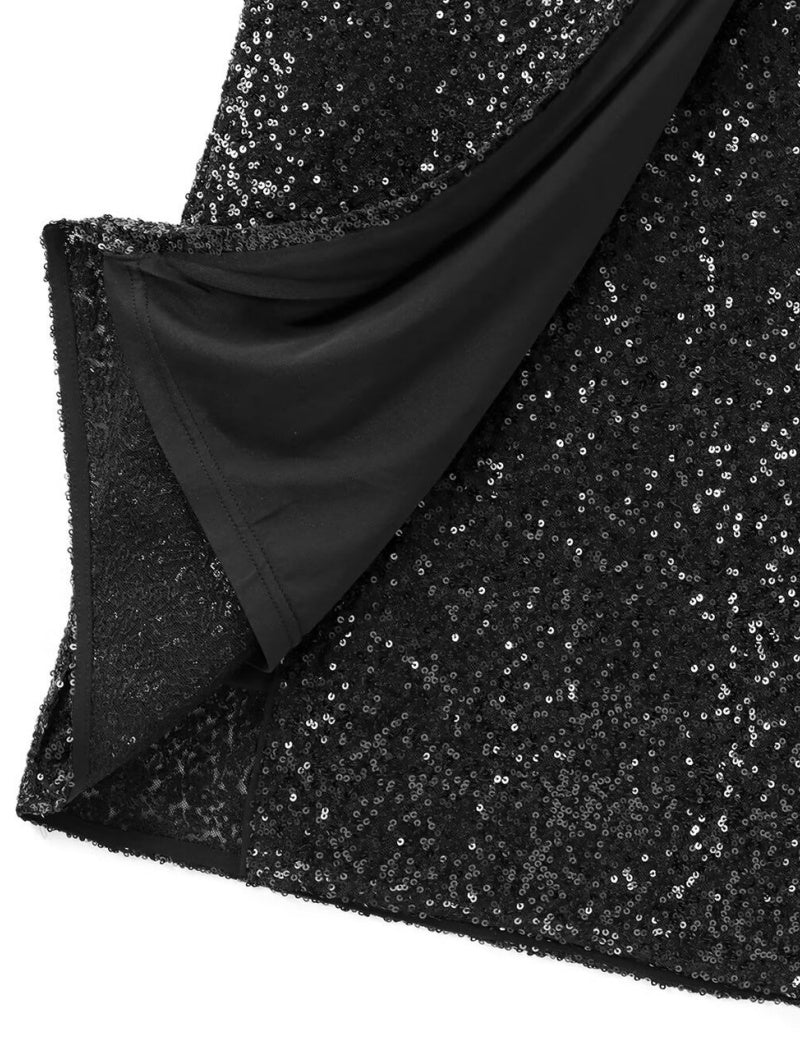 Sequin Wrap Midi Skirt with Side Tie