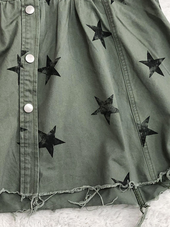 Star Print Button-Front Jacket