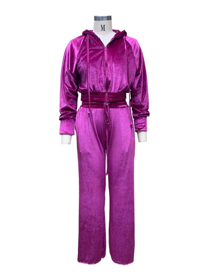 Drawstring Velour Lounge Set