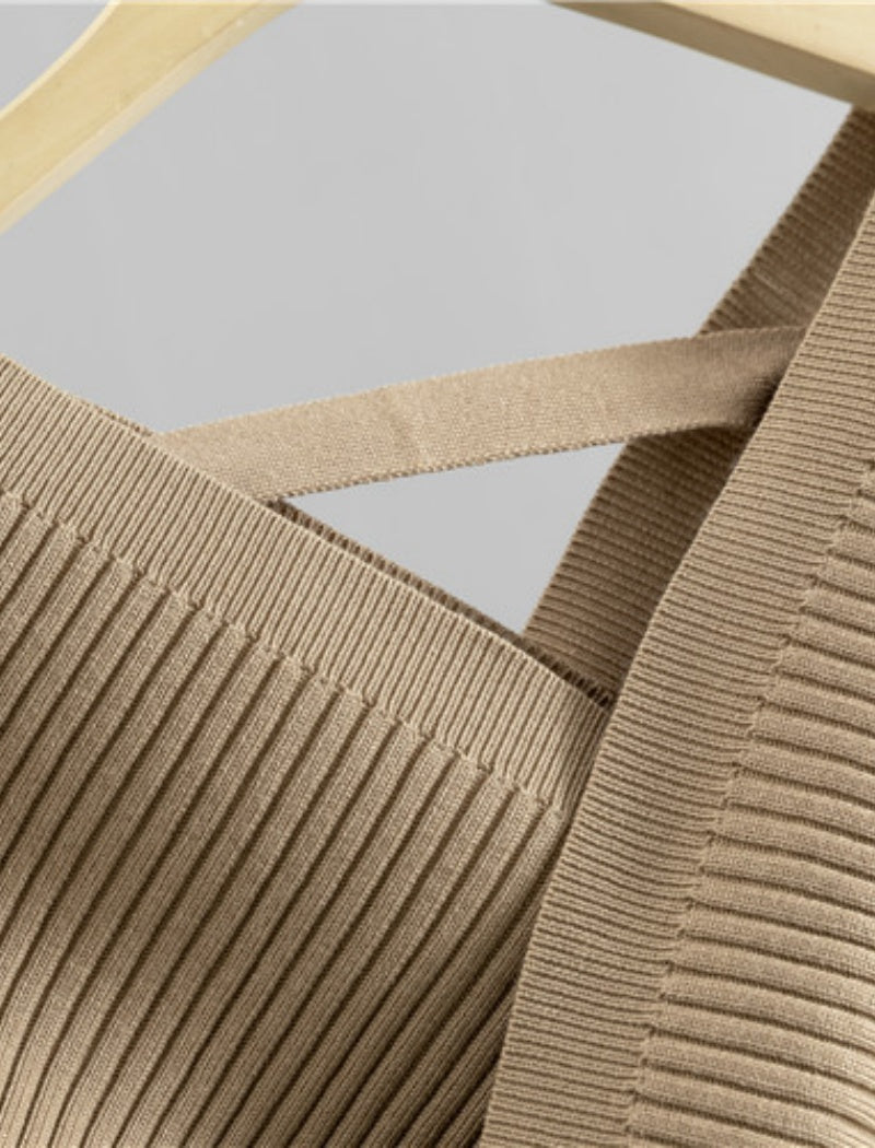 Ribbed Knit Cross-Front Lounge Set