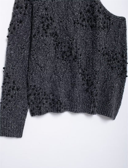 Asymmetric Open Shoulder Knit Sweater