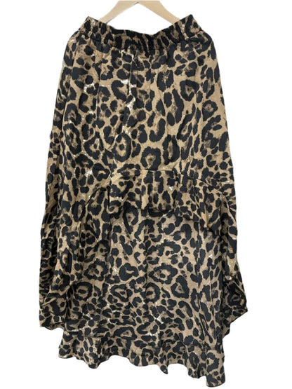 Leopard Print High-Low Midi Skirt