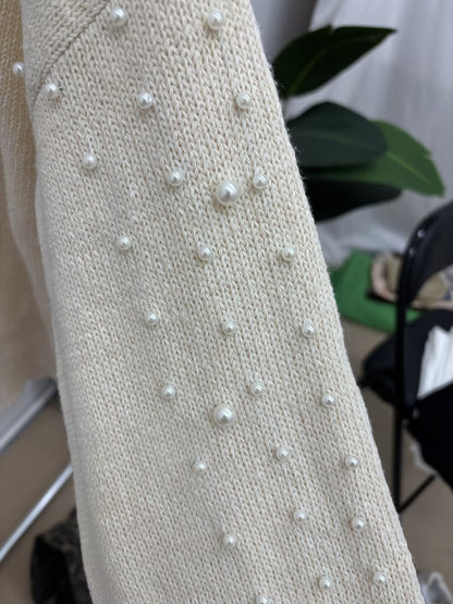 Pearl Embellished Puff Sleeve Sweater