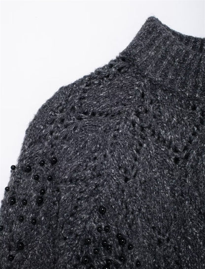 Asymmetric Open Shoulder Knit Sweater