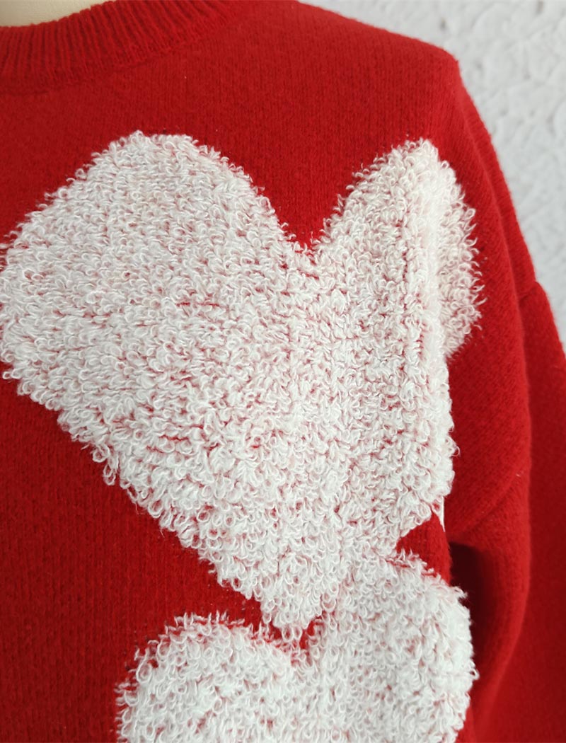 Heart Motif Sweater with Bow Detail