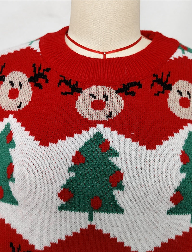 Festive Reindeer and Tree Knit Sweater