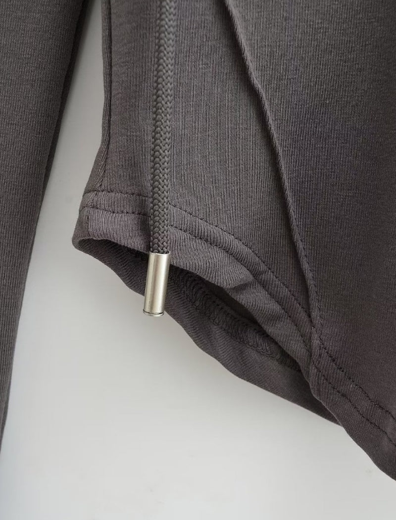 Buttoned Cropped Hoodie