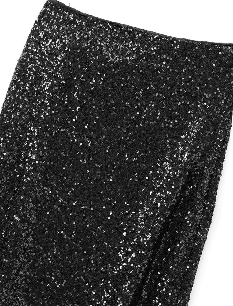 Sequin Wrap Midi Skirt with Side Tie