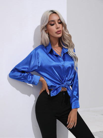 Satin Button-Up Blouse