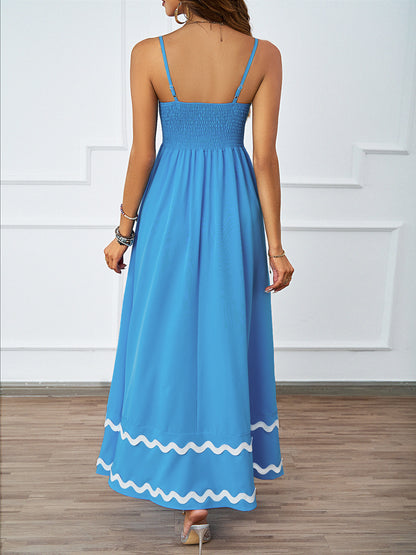 DVL407018D Contrast Trim Spaghetti Strap Maxi Dress