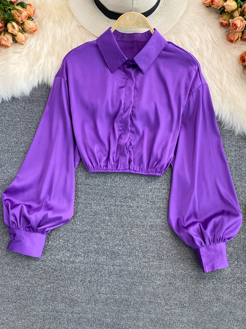 Balloon Sleeve Drawstring Blouse