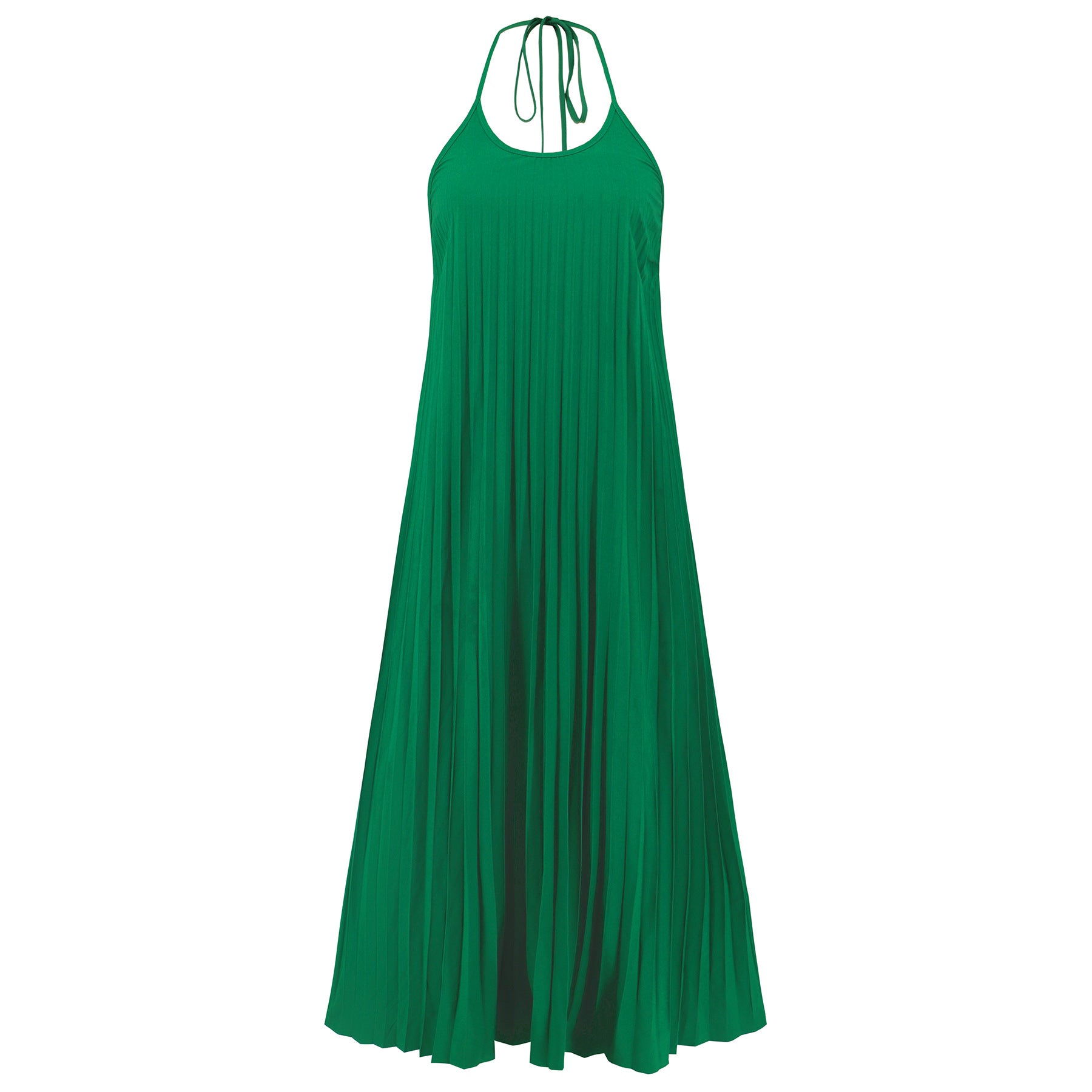 Pleated Halter Neck Maxi Dress