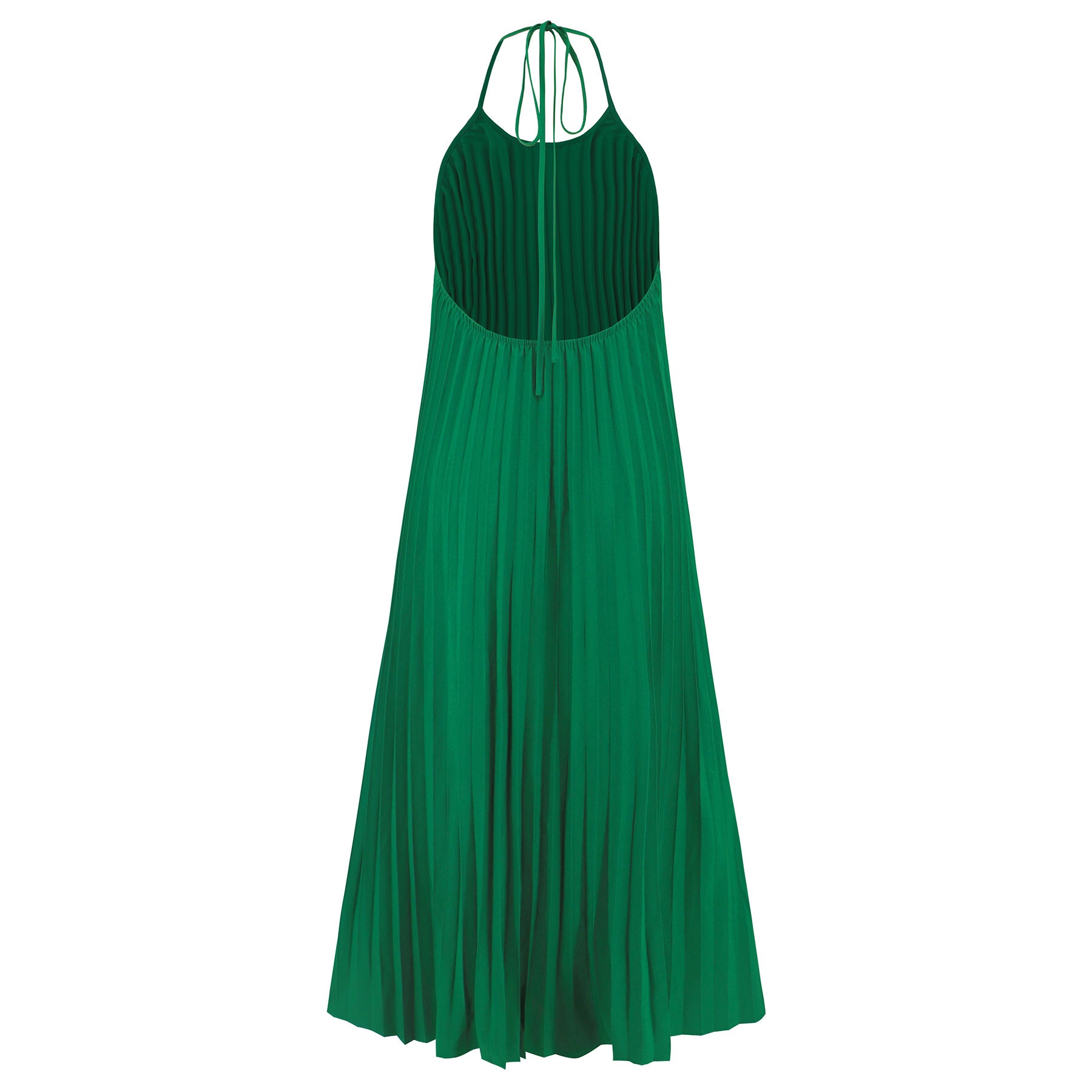 Pleated Halter Neck Maxi Dress