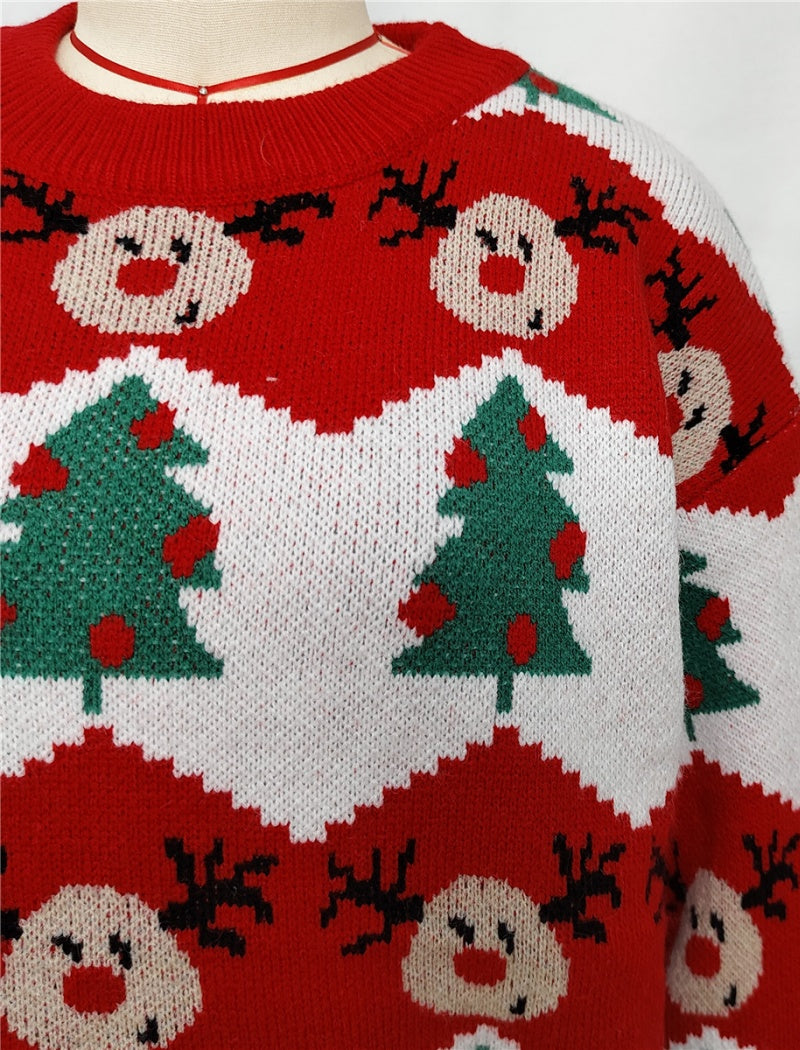 Festive Reindeer and Tree Knit Sweater