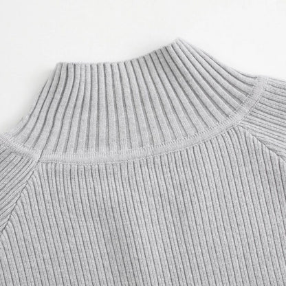 Ribbed High Neck Basic Sweater