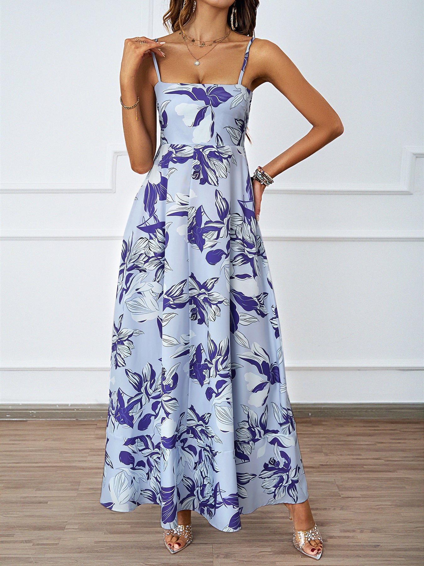 DVL407014D Floral Print Maxi Cami Dress