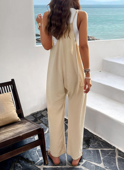 DVI407047J Casual V-Neck Sleeveless Jumpsuit