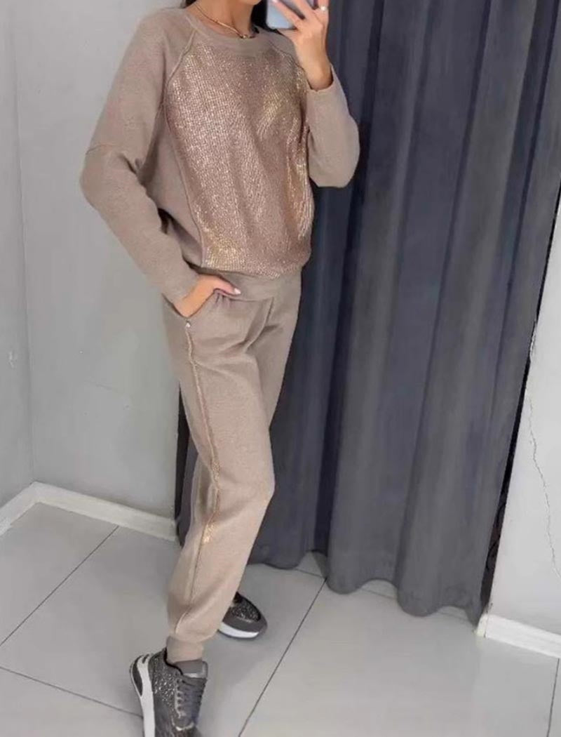 Sparkle Accent Casual Two-Piece Set