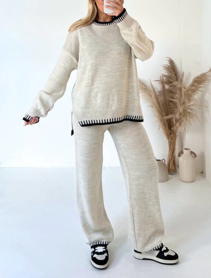 Contrast Trim Knit Lounge Set