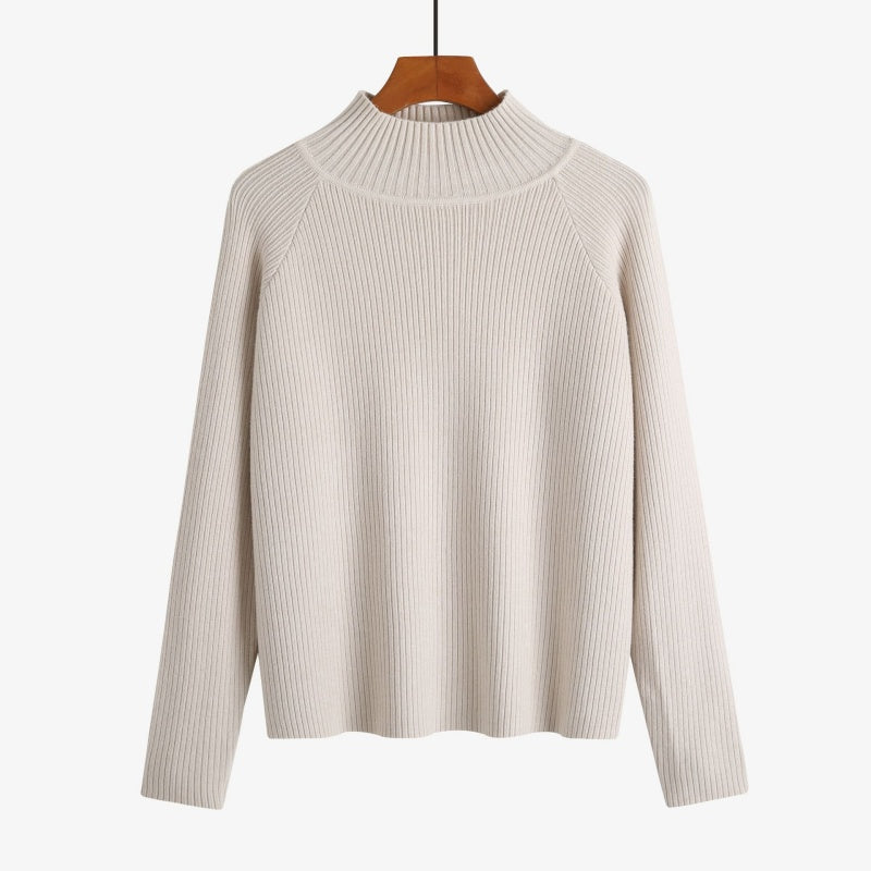 Ribbed High Neck Basic Sweater