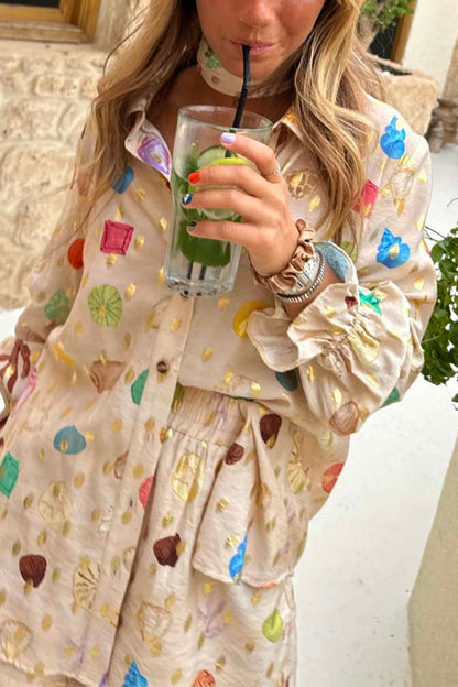 Button-Down Printed Shirt Romper