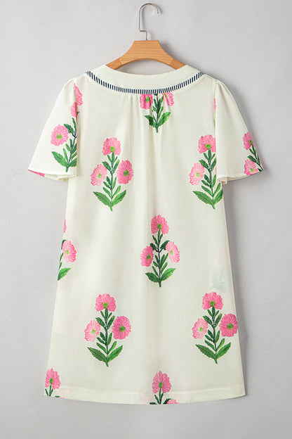 Floral Embroidered Babydoll Dress