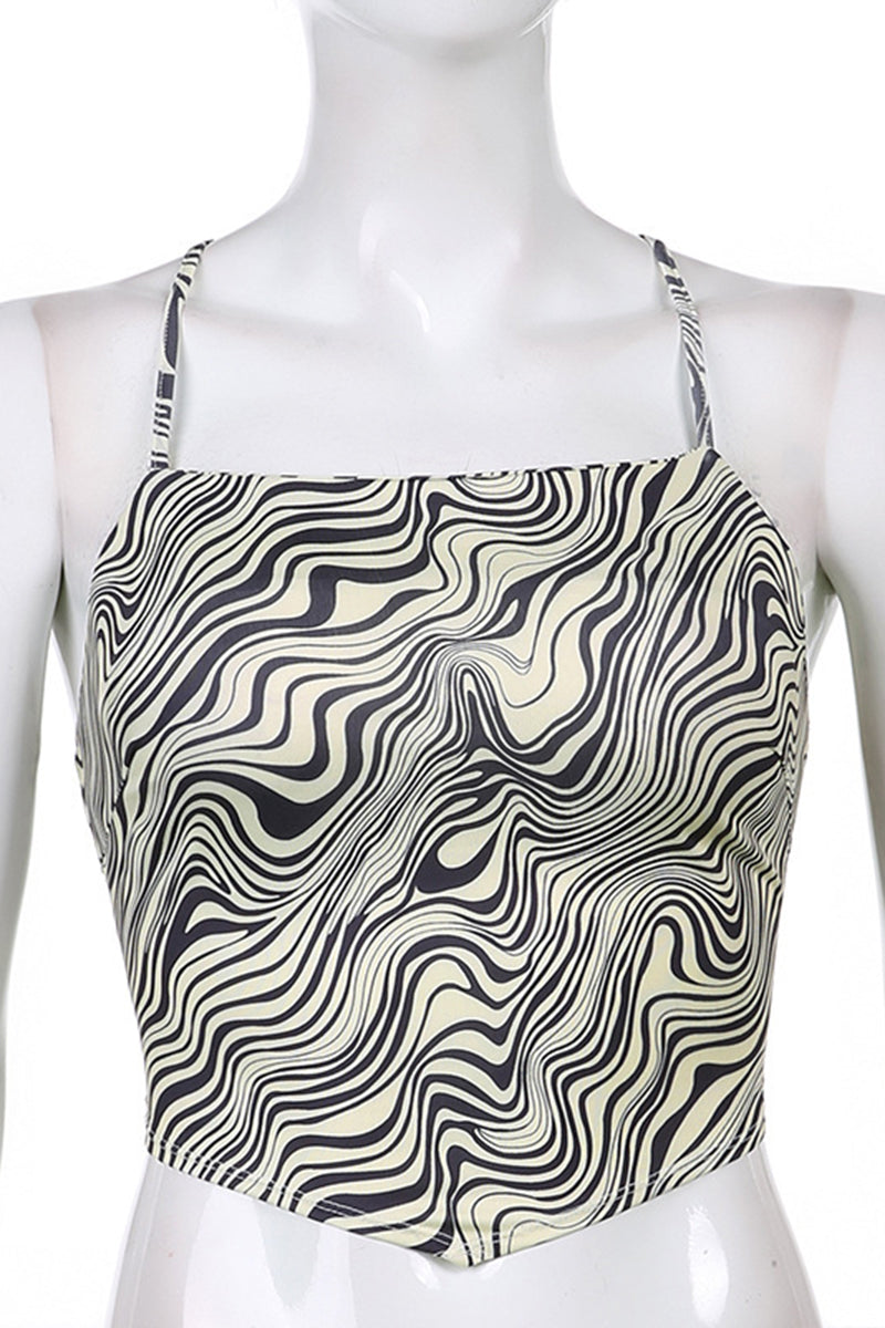 Strappy Wave Pattern Tank Top