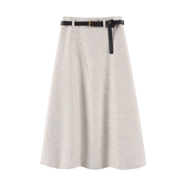 High-Waisted Belted A-Line Skirts