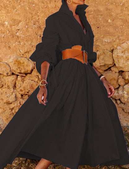 Belted Long-Sleeve Maxi Dress