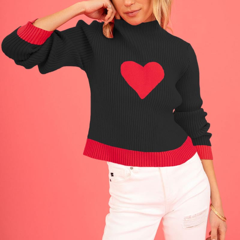 Cropped Heart-Accent Knit Top