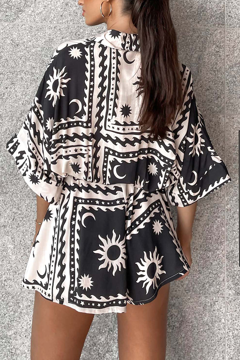 Printed Tie-Waist Romper