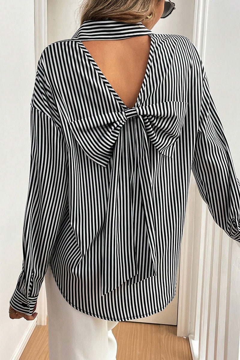 Striped Bow Back Blouse