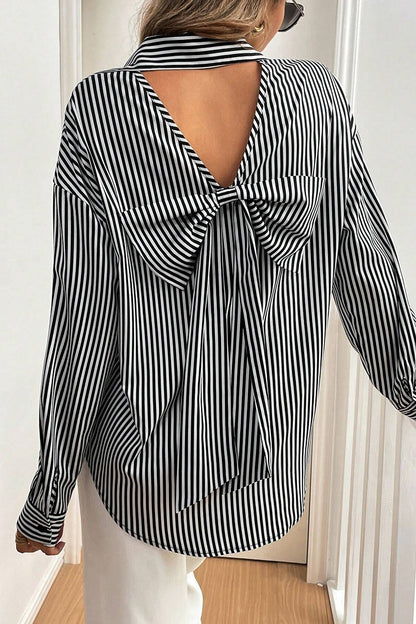 Striped Bow Back Blouse