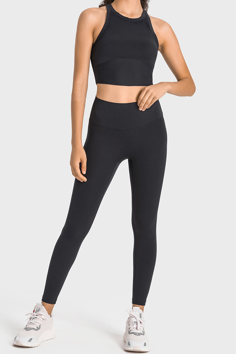 Sporty Crop Top and Legging Suit Set