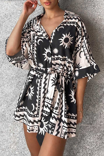 Printed Tie-Waist Romper