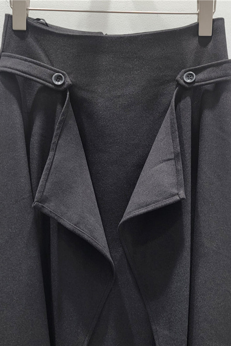 Elegant Draped Midi Skirt with Lace Accent