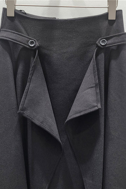 Elegant Draped Midi Skirt with Lace Accent