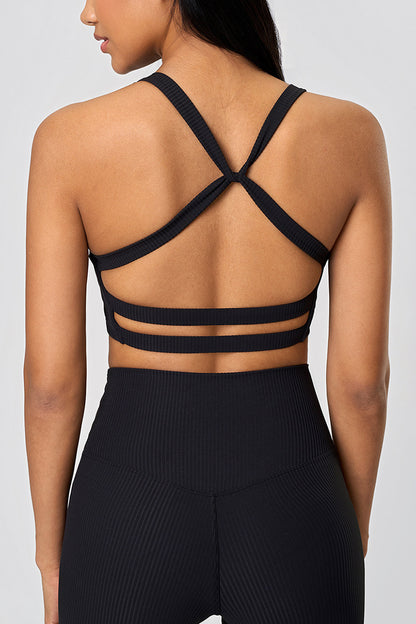 Ribbed Crop Top and High Waist Leggings Set